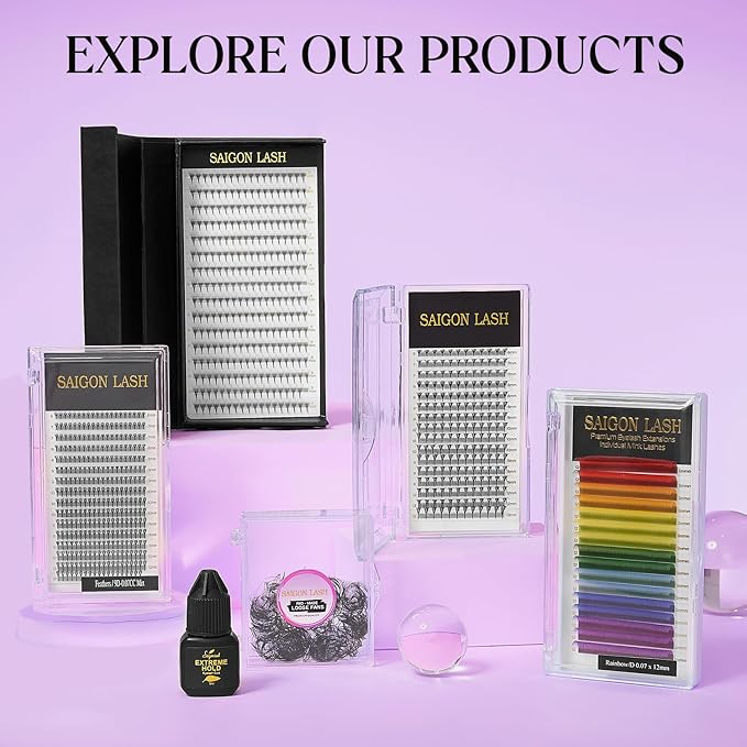 Eyelash Extensions, Mink Lash, Volume & Classic Lashes for Professionals, J/B/C/CC/D/L/M Curl, 4-15mm Length, Soft Korean PBT Fiber, 16 Rows Lash Tray (Rainbow-C-0.07-13mm)