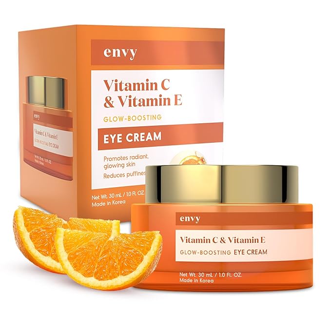 Envy Vitamin C & Vitamin E Under Eye Cream – Visibly Improves Dark Circles & Puffiness – Anti-Aging, Dermatologist Tested, Cruelty-Free Korean Skincare for All Skin Types – 1.01 oz