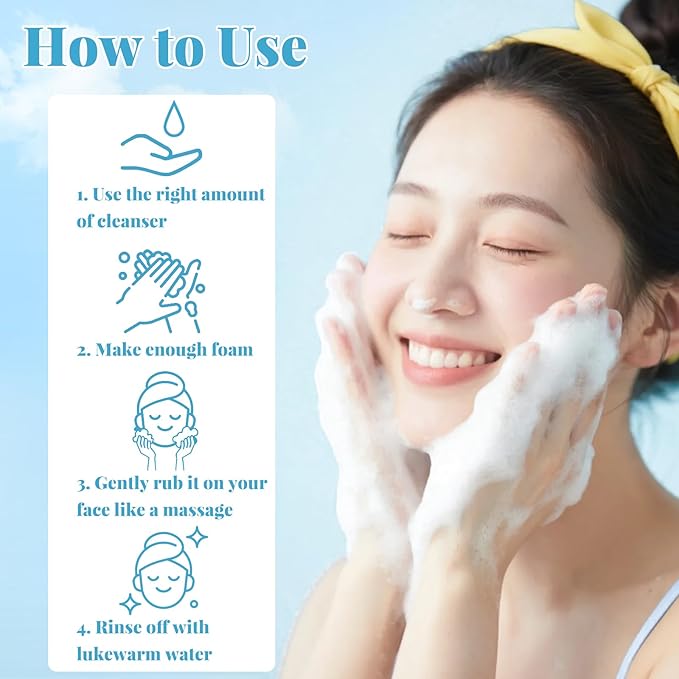 JAAN Korean Face Wash for Women, Pore Deep Cleansing Foam with 5 Natural Ingredients, Foaming Facial Cleanser for Hydrating & Moisturizing, Makeup & Blackhead Remover,Korean Skin Care,5.07fl.oz/150ml