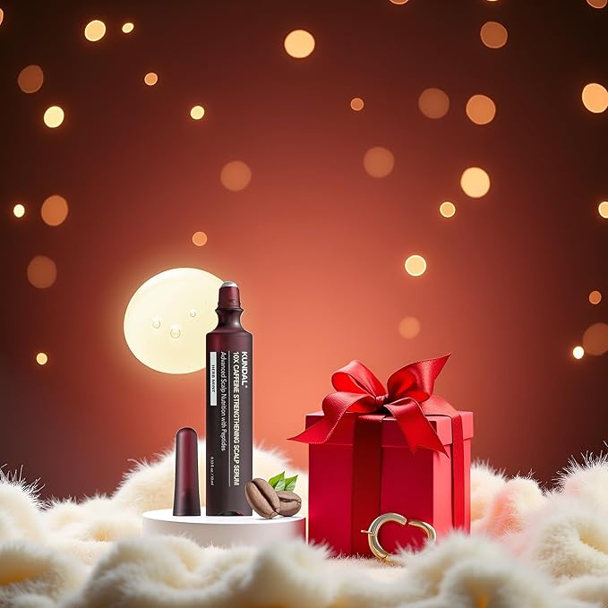 KUNDAL Shampoo/Conditioner + Hair Loss Serum Roll On Set, Sulfate Free Moisture Care, 10X Caffeine Scalp Strengthening, Korean Hair Care + Amber Vanilla, 16.9 fl oz x2 + 0.33 fl oz