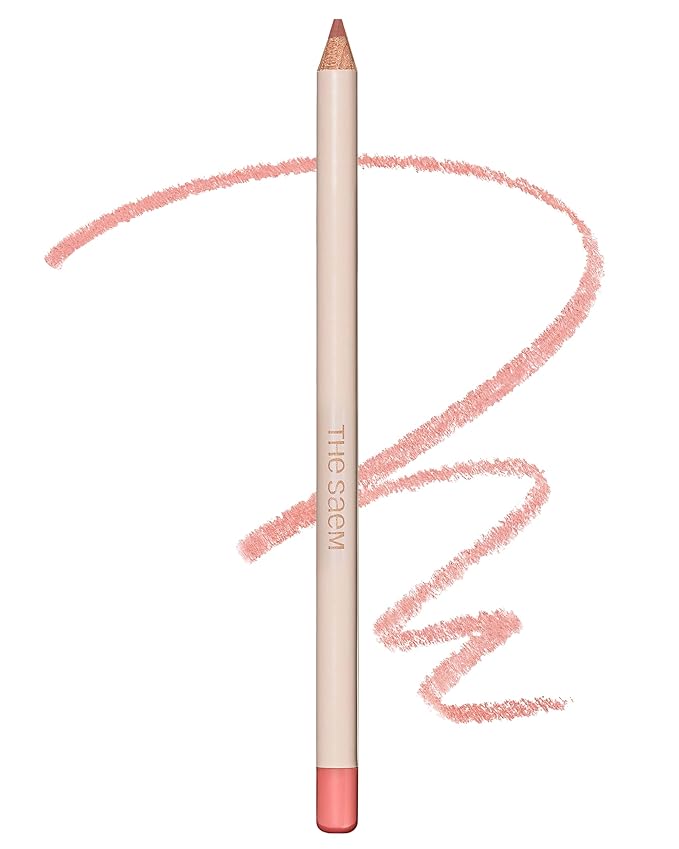 THESAEM Cover Perfection Lip Pencil - 07 Close Pink Beige - Slim 4mm Lip Liner for Overlip Correction - Korean Makeup Lip Contouring Pencil Easy Blending Formula, 0.04oz