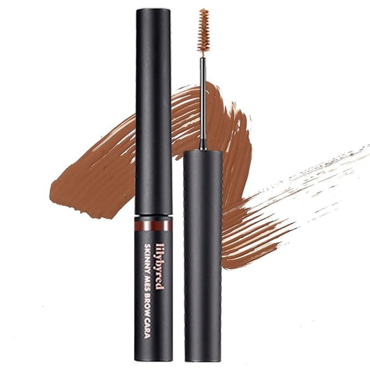 lilybyred Skinny Mes Brow Mascara | Korean 1.5mm Ultra-Slim Brush Eyebrow Mascara, Precision Application, Natural-Looking Finish, Smudge-Proof, Clump-Free, Long-Lasting, 0.12 oz. | (02 Medium Brown)