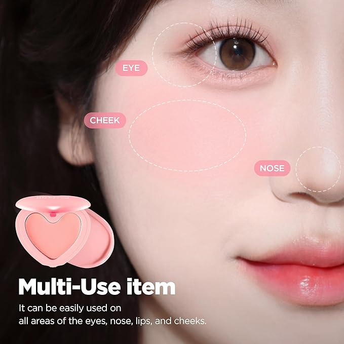 lilybyred Luv Beam Cheek Balm | Heart-Shaped Korean Cream Blush, Semi-Matte Finish, Long-Lasting, Blendable & Buildable, Soft Creamy Texture, Lightweight, Natural Flush, 0.12 oz. (03 Mood Rose)