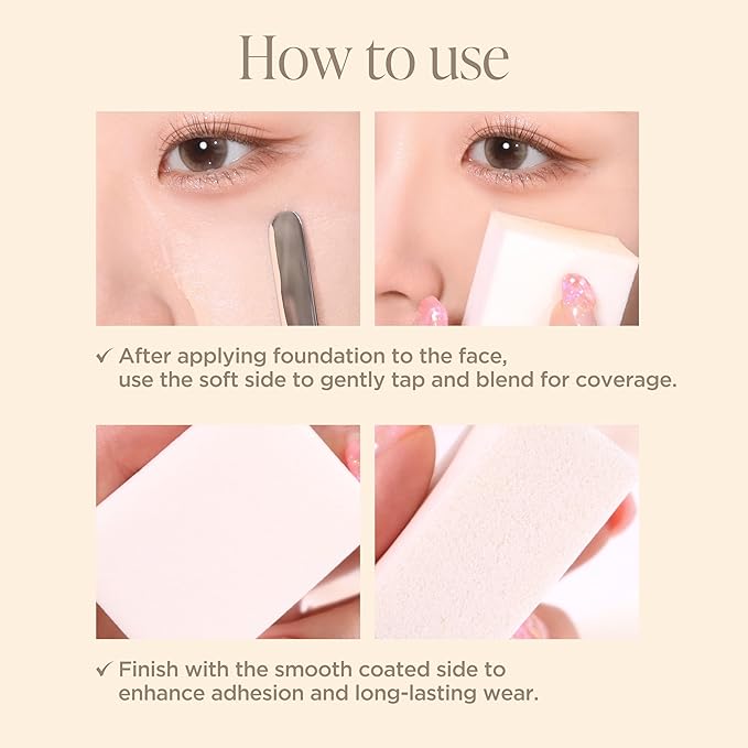 Piccasso FB33 Foundation Brush With Sponge 6P – Tapping Cover Brush for Liquid & Cream Foundation, Fills Pores with Soft Bristles for Smooth and Flawless Face Makeup, Professional Korean Beauty Tool