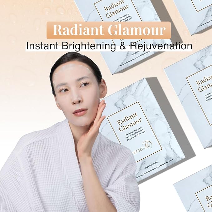 YoungMe Radiant Glamour Korean Sheet Mask – Rejuvenating & Hypoallergenic Facial Mask for All Skin Types | 25g x 6 Sheets