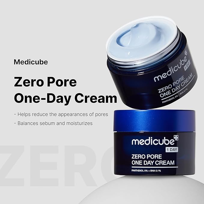 Medicube Zero Pore One-Day Cream 1.69 fl.oz - Visibly Smaller Pores, Controls Excess Oil - Pore Refining Cream with Panthenol, Salicylic Acid, and Niacinamide - Korean Skincare
