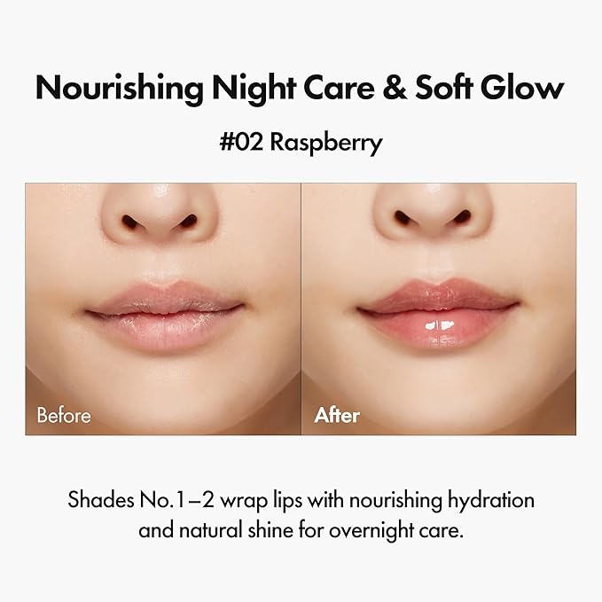 Blanc Essential Lip Oil - 50HR Moisturizing & Hydrating Korean Lip Gloss Makeup with 6 Botanical Extracts - Lightweight, Non-Sticky Clear Essence Overnight Repair 0.15 fl oz (#02 Raspberry)