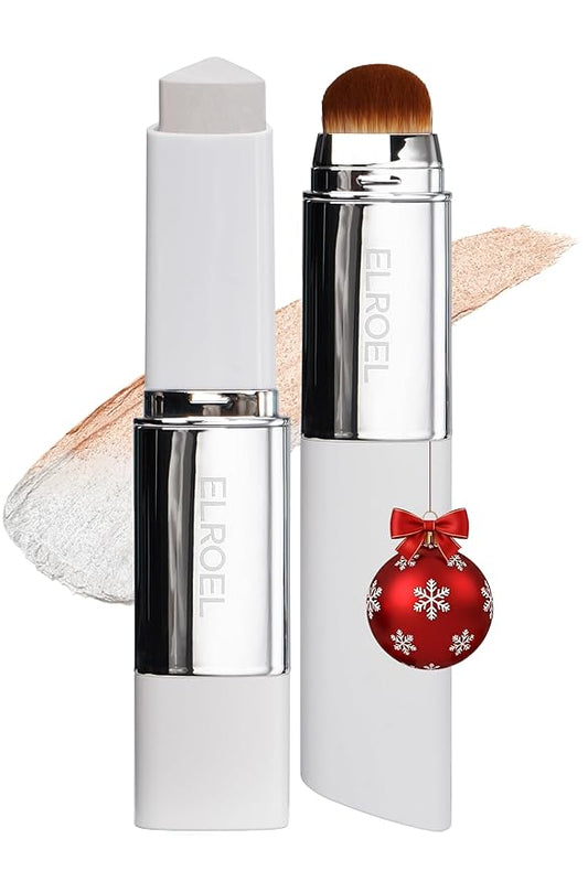 Blanc Cover Cream Stick V White - Korean Color-Changing Foundation Stick with Volufiline - Medium to Full Coverage Dewy Finish Base Makeup - Dual-Ended with Detachable Brush (200 Fair)