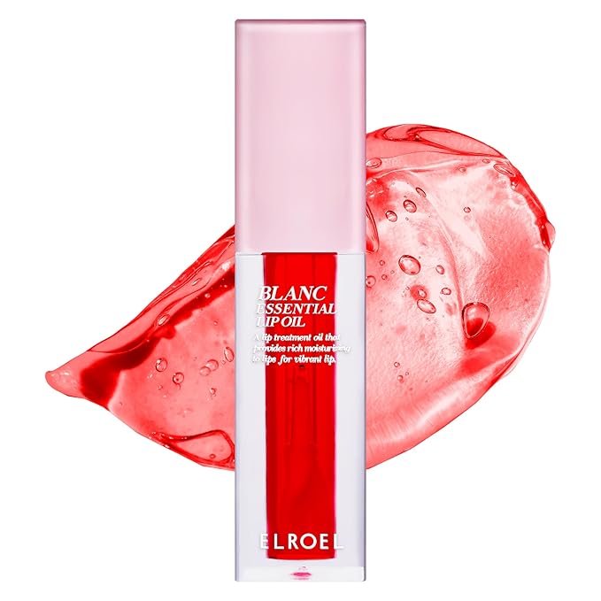 Blanc Essential Lip Oil - 50HR Moisturizing & Hydrating Korean Lip Gloss Makeup with 6 Botanical Extracts - Lightweight, Non-Sticky Clear Essence Overnight Repair 0.15 fl oz (#02 Raspberry)