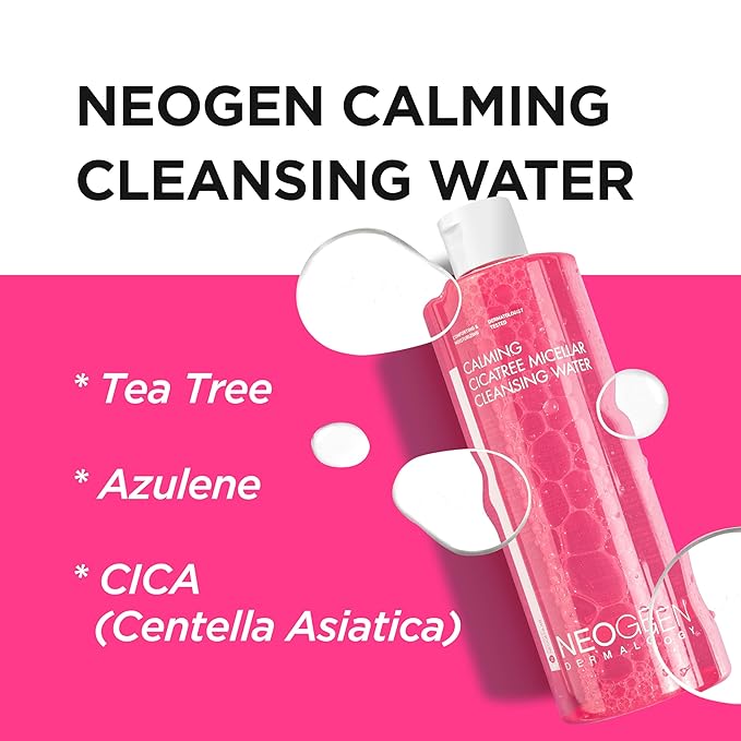 DERMALOGY by NEOGENLAB NEOGEN Calming Cleansing Water Cica Tree Micellar 13.52oz(400ml) for Sensitive Skin/Korean Skin Care/K-Beauty/mild cleansing