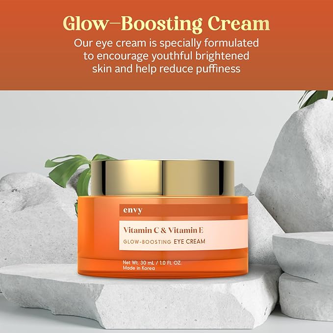 Envy Vitamin C & Vitamin E Under Eye Cream – Visibly Improves Dark Circles & Puffiness – Anti-Aging, Dermatologist Tested, Cruelty-Free Korean Skincare for All Skin Types – 1.01 oz