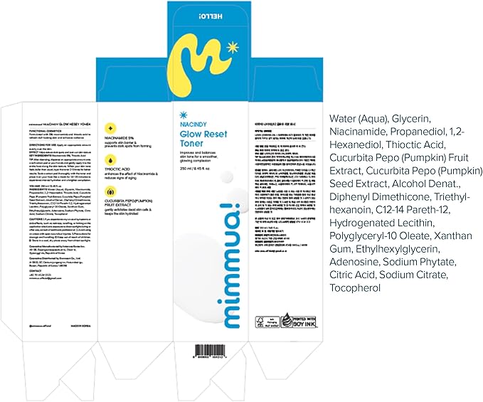Glow Reset Toner | Korean Clinic Skincare - Thioctic Acid & Niacinamide 5% | Gentle Exfoliation w/Pumpkin Extract | Fades Dark Spots & Acne Scars | Deep Hydration | 250ml /8.45 Fl Oz