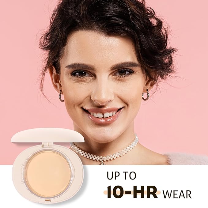 UCANBE 2-in-1 Pressed Face Powder & Foundation Makeup, Matte Oil Control Flawless Setting Powder, Korean Makeup,Waterproof Long Lasting Finishing Powder (Fair)