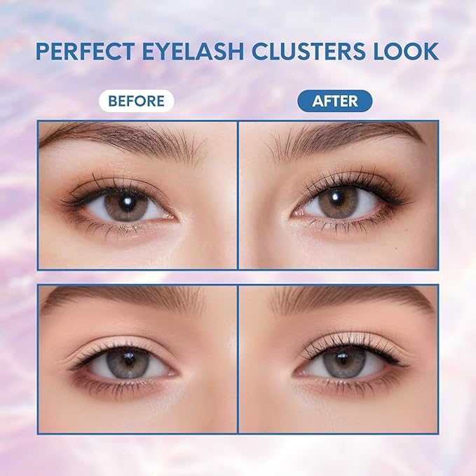 MLEN DIARY Lash Clusters 80PCS Natural Eyelash Clusters C Curl Wispy DIY Eyelash Extensions 10-12mm Soft & Light Eyelash Clusters Korean Manga Style