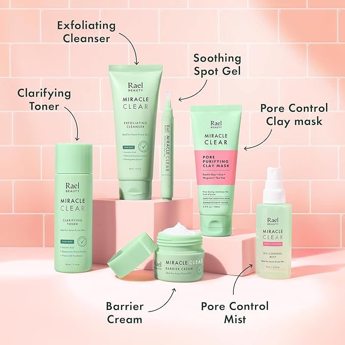 Rael Face Mask, Miracle Clear Clay Mask – Deep Pore Cleanser with Tea Tree & Gentle Exfoliation for Blackheads, Korean Skin Care (3.4 fl oz)