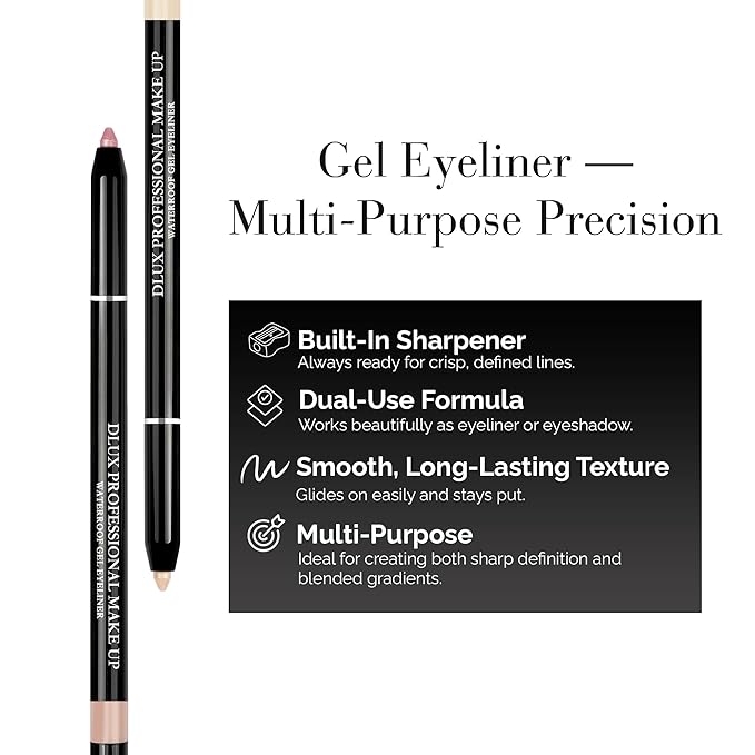 DLUX PROFESSIONAL Gel Eyeliner - 4g Stick Eye liner, Waterproof Pencil Gel Liner, Smooth Cream Eye shadow, Smudge-Free, Long-Lasting, Intense Colours, Easy To Use Korean Cosmetic
