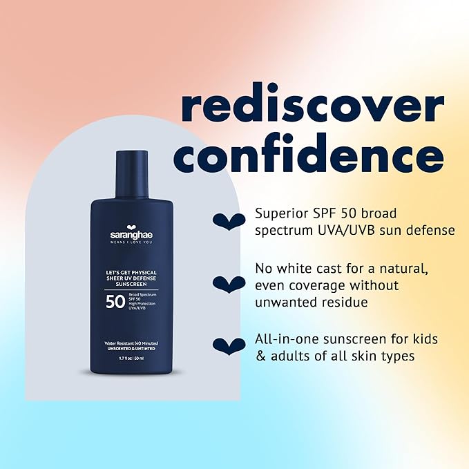 Love saranghae Sheer UV Defense Sunscreen - Korean Face Sunscreen with SPF 50 - Sunblock With No White Cast for Normal, Sensitive, and Dry Skin