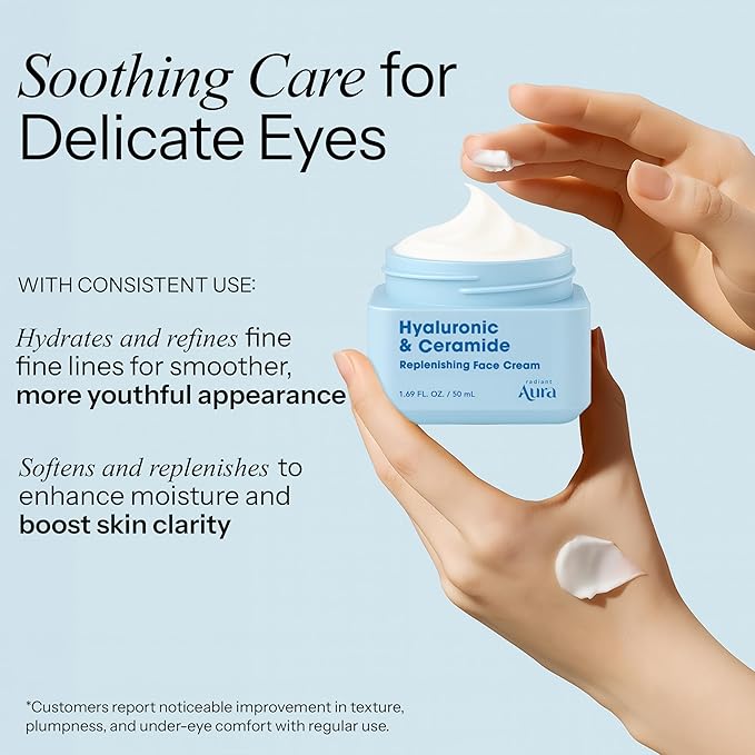 Hyaluronic Acid & Ceramide Face Moisturizer – Dermatologist Tested, Anti Aging, Korean Skin Care – Hydrating Face Cream, Softens Wrinkles, Non Greasy Feel – Vegan, Clean – 1.69 Fl. Oz