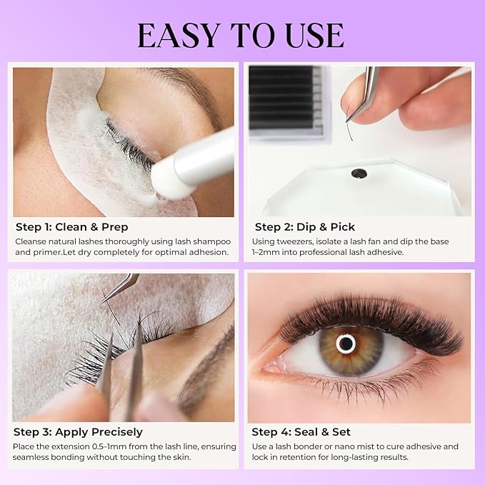 Eyelash Extensions, Mink Lash, Volume & Classic Lashes for Professionals, J/B/C/CC/D/L/M Curl, 4-15mm Length, Soft Korean PBT Fiber, 16 Rows Lash Tray (Black-D-0.03-11mm)