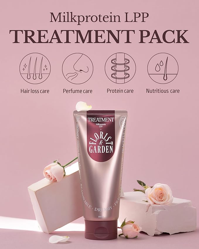 Milk Protein LPP Hair Treatment Mask - Korean Intensive Collagen Deep Conditioner for for Dry Damaged Hair - Protein-Rich Nourishment - Refreshing & Sweet Floral Scent, 6.76oz.