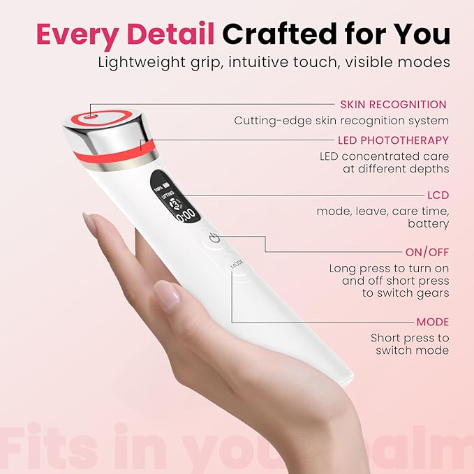 Face Lift Device – 8 in 1 Skin Tightening and Lifting, LED Light Therapy for Wrinkles, Korean Skin Care, Spa-Grade Facial Massager Lifting & Firming Beauty Massager (White)