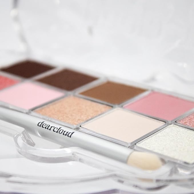 dearcloud Sky/Shadow – Strawberry Garden – eye shadow palette makeup with 10 Ultra-Fine Pigments & Dual-Ended eyeshadow brush – Korean beauty eye makeup (Strawberry Garden)