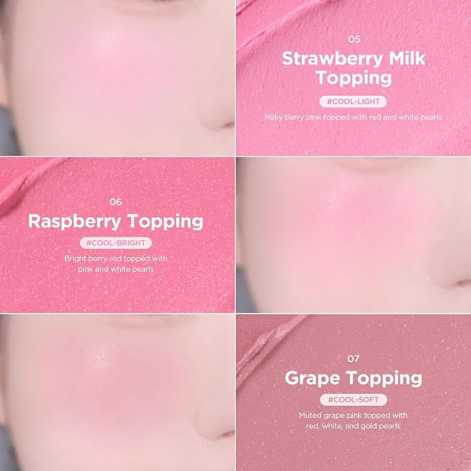 lilybyred Luv Beam Sherbet Cheek | Heart-Shaped Korean Cream Blush, Lightweight Melt-In Texture, Micro-Pearl Glow, Buildable Natural Color, Soft Radiant Finish, 0.12 oz. (03 Peach Topping)