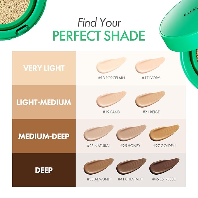 Easydew Mela B Toning Ampoule Cushion Refill - 2-in-1 Korean Skin Care & Face Beauty Makeup - Age-Defying Full Coverage Cushion Foundation with Niacinamide & Hyaluron-Vital C 0.45 oz (#25 Honey)