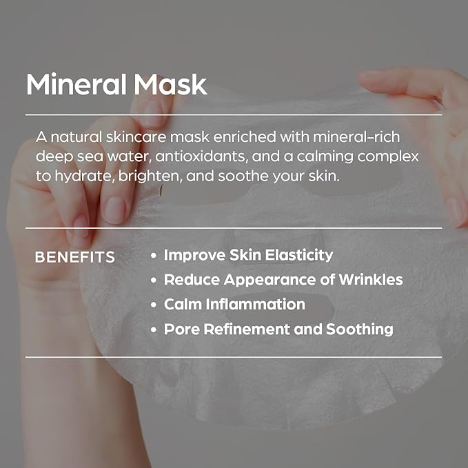 SUN & GLOW VEGAN MINERAL MASK with Pearl Extract Yuzu and Eucalyptus Using Mineral-Rich Deep Sea Water Korean Home Skincare Mask (0.88oz 25g 5Packs)