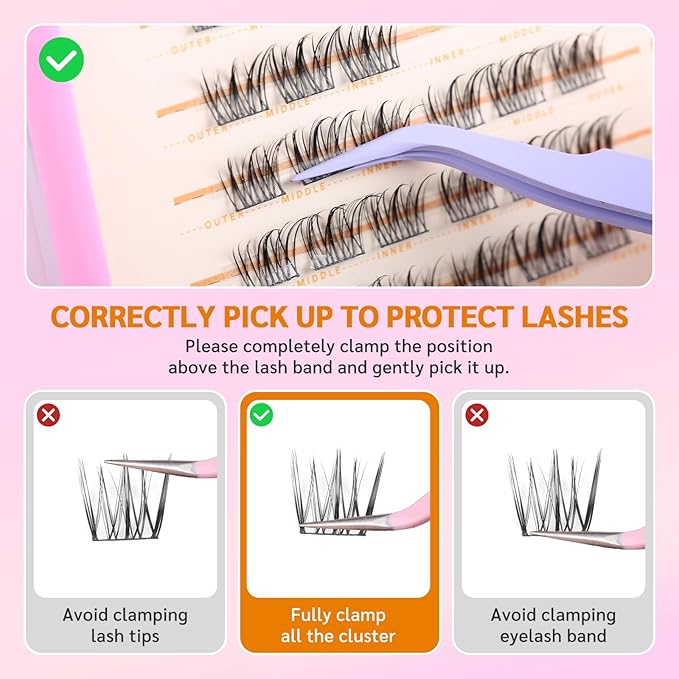 MLEN DIARY Lash Clusters 60PCS Natural Eyelash Clusters C Curl Wispy DIY Eyelash Extensions 11-13mm Soft & Light Eyelash Clusters Korean Manga Style (Sunny Kiss)