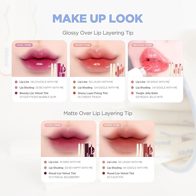 lilybyred Smiley Lip Blending Stick | Korean 3-in-1 Multi-Use Lip Liner, Smooth Creamy Texture, Long-Lasting Matte Finish, Soft Blur Effect, Precision Contour Pencil, 0.028 oz. (01 Grin with Me)
