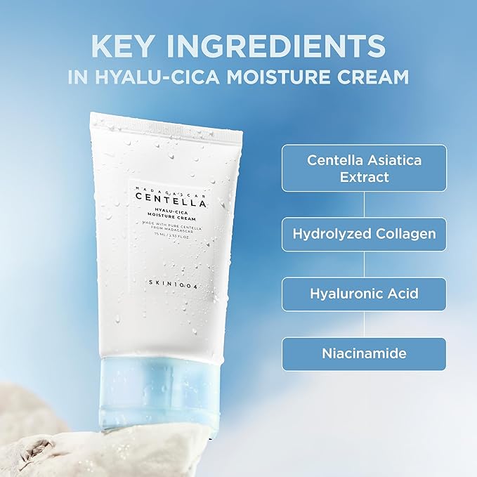 SKIN1004 Hyalu-Cica Moisture Cream, 2.53 fl oz, 75ml, Korean Face Hyaluronic Acid & Centella Moisturiser, Face Cream for Deep Hydration, Lightweight Gel Cream, Long Lasting Moisture, Korean Skin Care