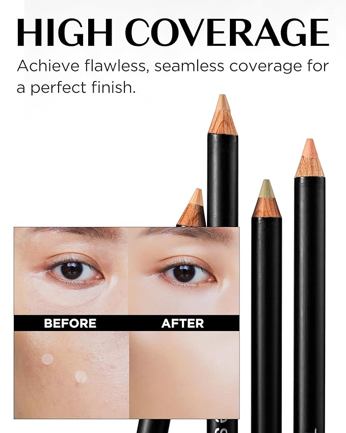 THESAEM Cover Perfection Ideal Concealer Pencil 0.04oz - Contour Beige for Natural Shading Effect - Slim Multi-Use Contouring Pencil - Korean Makeup Concealer Stick for Sculpted Definition