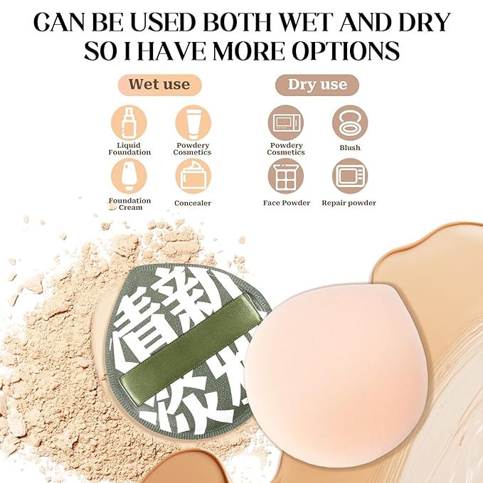 4 Pcs Korean Makeup Sponge Puff for Foundation Concealer and Powder Teardrop Setting Powder Puff Makeup Cushion Puff Foundation Sponge Blender Sponge for Liquid, Cream, and Powder (Large Size) - B
