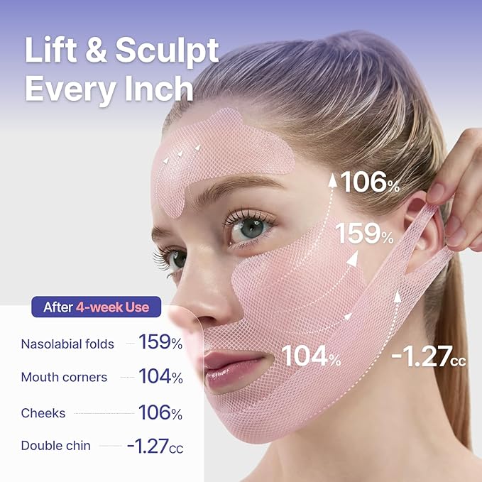 MEDITHERAPY Tension Up Mask 5EA - Korean Collagen Face V Line Lifting Mask - Hydrating Firming & Skin Tightening for Sharp & Sculpted Contour Double Chin Reducer - Matrixyl & Peptide Gel Facial Mask