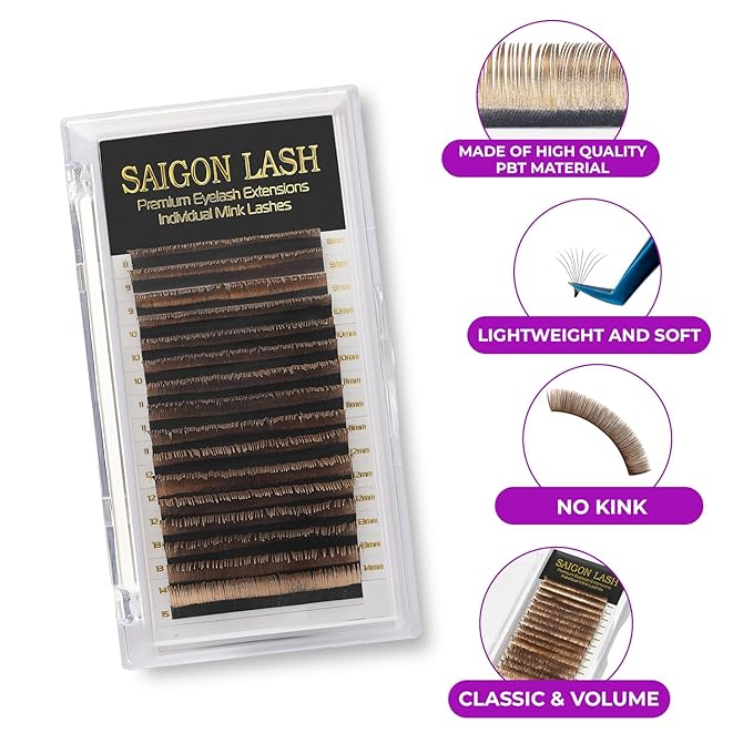 Eyelash Extensions, Mink Lash, Volume & Classic Lashes for Professionals, J/B/C/CC/D/L/M Curl, 4-15mm Length, Soft Korean PBT Fiber, 16 Rows Lash Tray (New Gold-CC-0.07-8-15mm)