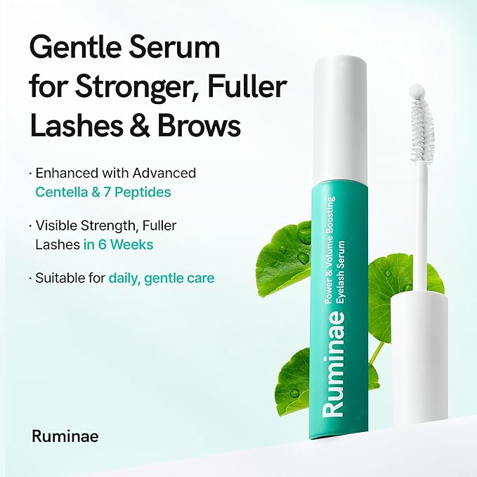 Korean Eyelash Growth Serum | Eyebrow Enhancer for Longer and Thicker | Biotin, Peptides & Centella | Prostaglandin-Free, Non-Irritating | Dual Applicator | Korean Skincare | 0.3 fl oz (10 ml)