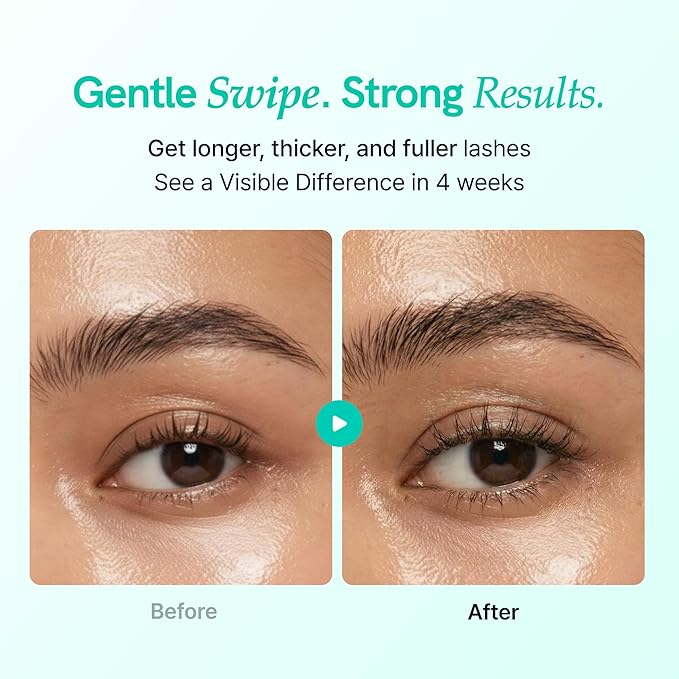 Korean Eyelash Growth Serum | Eyebrow Enhancer for Longer and Thicker | Biotin, Peptides & Centella | Prostaglandin-Free, Non-Irritating | Dual Applicator | Korean Skincare | 0.3 fl oz (10 ml)