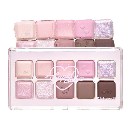 lilybyred Mood Keyboard | 10-Shade Korean Eyeshadow Palette, Highly Pigmented, Matte, Shimmer & Jelly Glitter, Smooth. Blendable, Long-Lasting, Dome-Shaped Design, 0.37 oz. (04 Cool Membership)