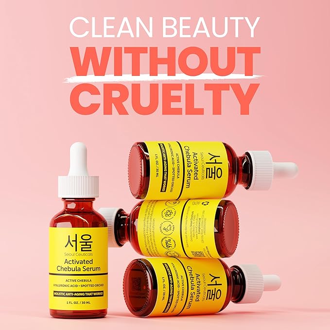 SeoulCeuticals Chebula Active Serum for Face - Korean Skin Care Anti Aging Natural K Beauty Skincare With Hyaluronic Acid + Spotted Orchid for Healthy, Youthful Glowing Skin 1oz