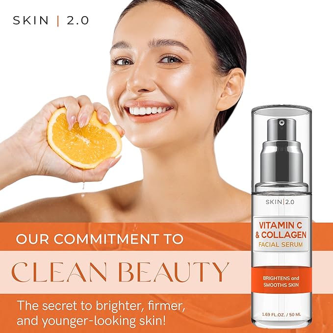 Vitamin C & Collagen Serum & Day Cream Set - Anti-Aging, Dark Spot Remover & Brightening - Dermatologist Tested Korean Skincare - Clean Beauty, Cruelty-Free, All Skin Types - 1.69 Fl. oz