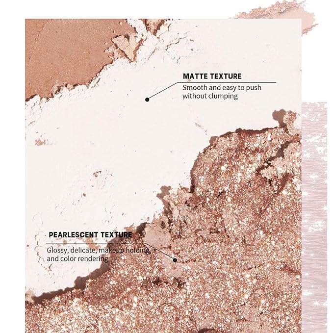 9 Colors Glitter Shimmer Eyeshadow Makeup Palette, Korean Natural Neutral Eye shadow Palettes Highly Pigmented Long Lasting Waterproof Blendable sombras para ojos Pink White Golden Brown