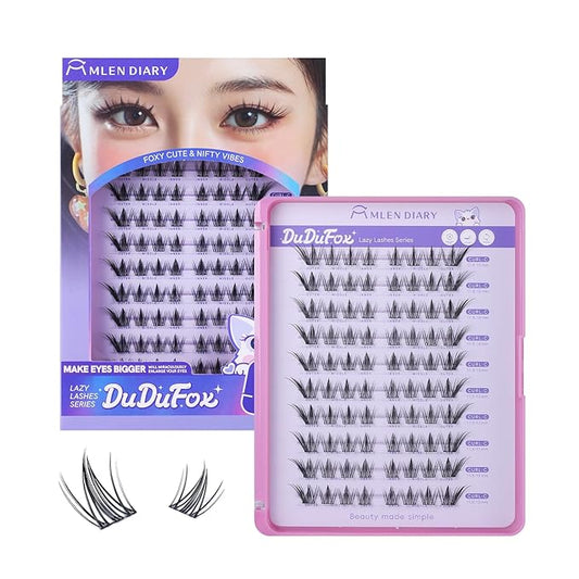 MLEN DIARY Lash Clusters 80PCS Natural Eyelash Clusters C Curl Wispy DIY Eyelash Extensions 11.5-13mm Soft & Light Eyelash Clusters Reusable Korean Manga Style