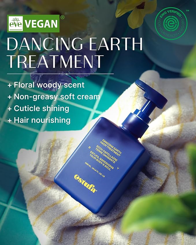 Dancing Earth Hair Treatment – Korean Vegan, Paraben-Free Hair Conditioner for Strengthening and Revitalizing Damaged Hair with Protein & Argan Oil - Floral Woody Fragrance, 10.1 oz.