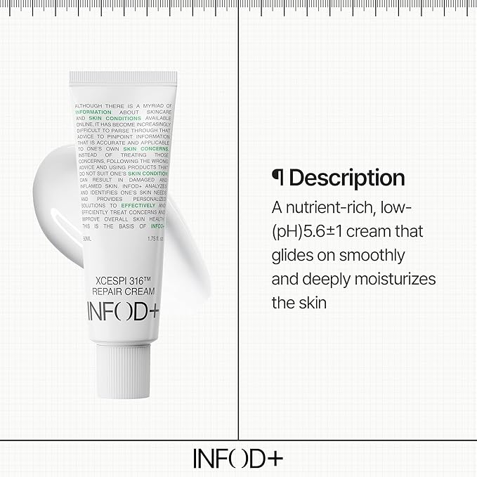 INFODPLUS Korean Skin Care Sensitive Face Cream, Fragrance-Free Lightweight Moisturizer with Ceramides & Panthenol, Skin Barrier Support & Deep Hydration, Low pH Daily Cream for AM/PM Use, 50ml