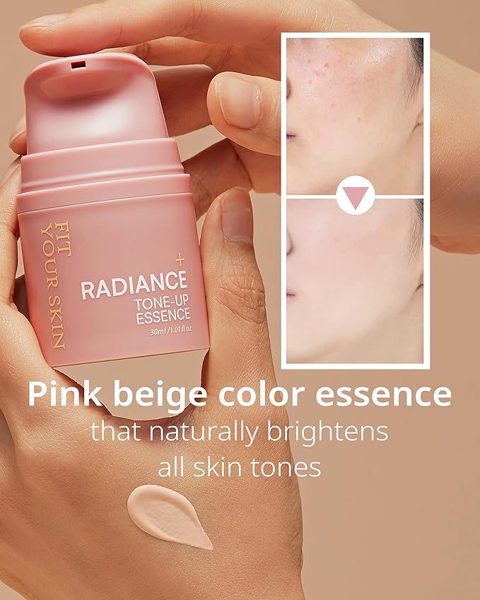 Radiance Tone-Up Essence - Korean Tinted Moisturizer - Even Skin Tone, Natural Coverage, Lightweight - Pink Beige Makeup Base - Healthy Glow Skin, 1.01 fl.oz.