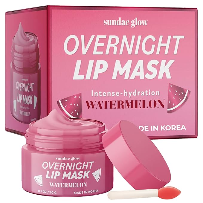 Lip Mask with Watermelon – Overnight Lip Repair, Intense Hydration & Smoothing – Dermatologist Tested, Korean Skin Care – 95% Natural, Clean Beauty, Cruelty-Free – 1 Pack