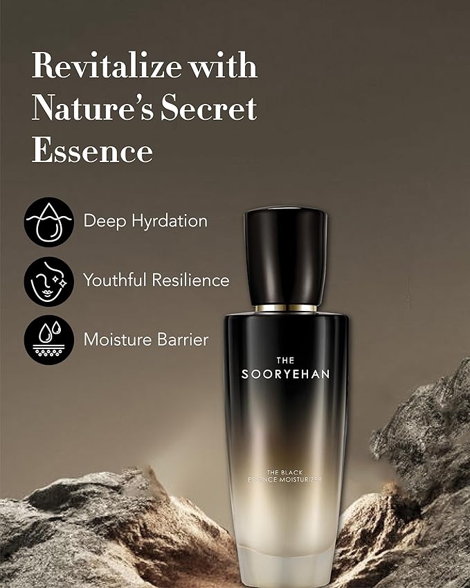 Sooryehan The Black (Essence Moisturizer, 130ml/4.4fl oz) - Lightweight Cream for Moisture Barrier, Rejuvenate Dull, Aging Skin. Premium Korean Skin Care. Black Yeast, Hyaluronic Acid,