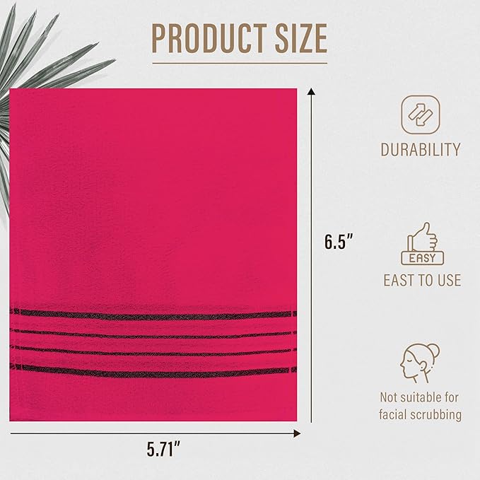 Sheanefit Exfoliating Bath Washcloth - Premium Korean Body Scrubber Crafted from Durable 100% Rayon Viscose for Spa-Like Skin Treatment at Home (6, Red)