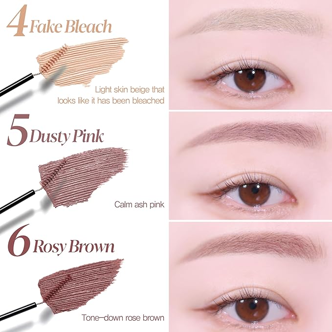 Espoir The Brow Color Fixing Cara #4 Fake Bleach | Easy Fixing without Clumping with Skinny Brush, Long-Lasting & Smudge-proof Eyebrow Mascara, Soft Mood Coloring Tinted Gel, Korean Makeup, 0.1 Fl Oz.